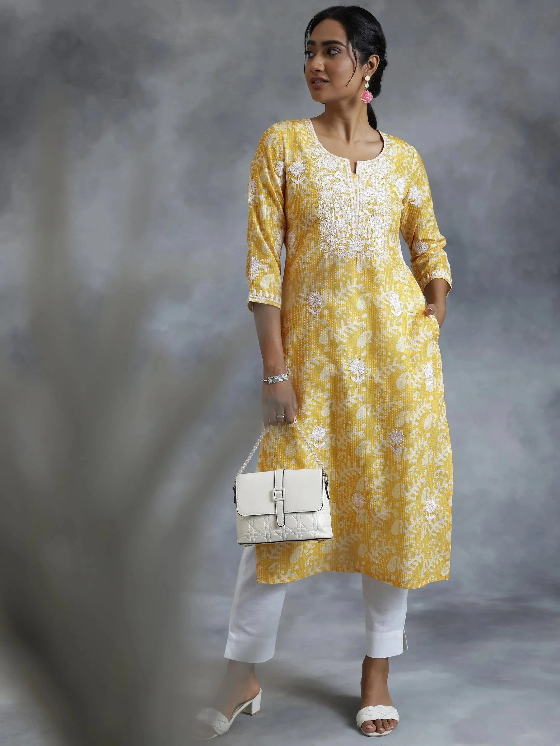 37127_5_e98b6433-6e5a-4919-9adc-1b17c8770aa4-1.webp Yellow Embroidered Cotton Straight Kurta - Image 1