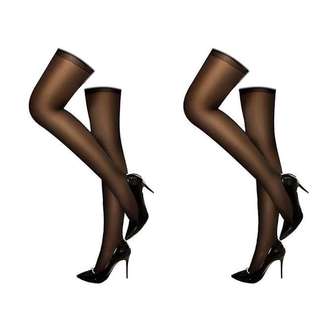 51owu1i2wVL._SX679_-1.jpg Planetarium Hub Women's Full Coverage Transparent Thigh High Full Long Legs Length Stocking Socks (2 Black) - Image 1