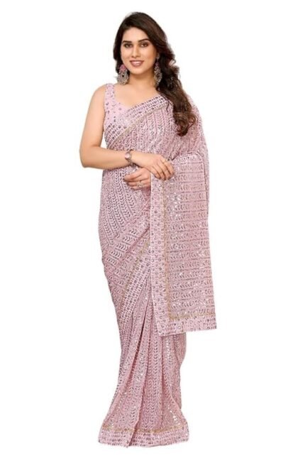 Women Georgette With Sequence Ready to Wear Saree