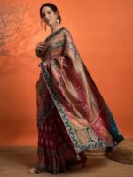 Woven Viscose Saree with Unstitched Blouse - Image 3