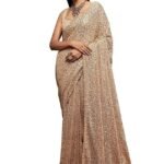 Women's Georgette Heavy Sequins Work Heavy Saree with Blouse (Latest-Sequins-Party-Saree)
