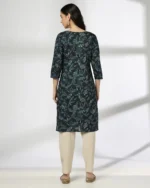 Women Floral Print Cotton Straight Kurta - Image 3
