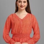 Bright Red Minimal Women's Tops